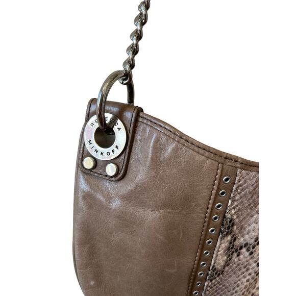 Rebecca Minkoff Python Embossed Curved Bottom Hobo Crossbody Bag - Picture 4 of 13